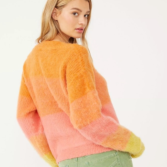 Free People Devon Crop Stripe Sweater Size Large NWOT - Picture 2 of 5